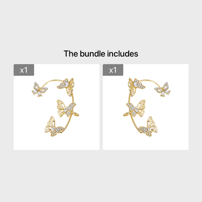 fachgo | Women'S Elegant Butterfly Ear Cuffs - No-Piercing Ear Hooks, Synthetic Gemstone Accents, Everyday & Formal Jewelry for Parties, Weddings, Everyday Outfits - Non-Piercing Ear Clips for Sensitive Light Beige, Party Accessories,