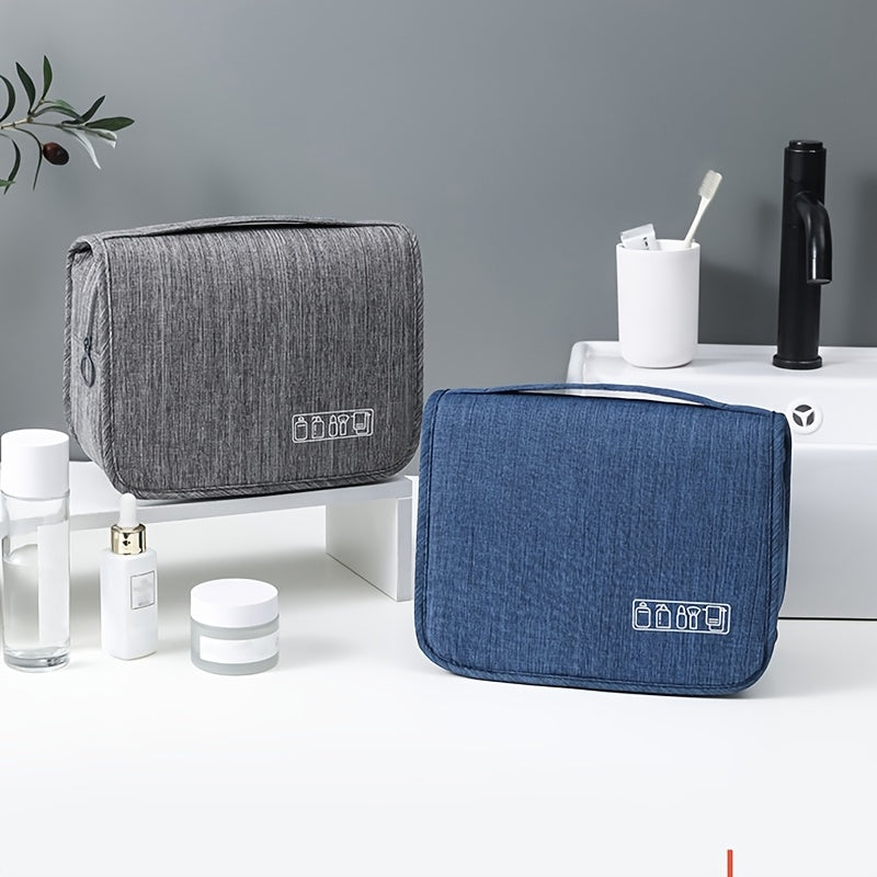 fachgo | [Large Makeup Organizer] Durable Polyester Large Capacity Makeup Organizer Bag | Travel & Business, Wet & Dry Separation, Multiple Compartments for Cosmetics, Toiletries, And Accessories