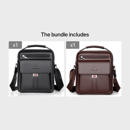 fachgo | [Vintage Business Bag] WEIXIER Men's Vintage Business Casual Adjustable Shoulder Bag - Multiple Compartments, Zippered Pockets, Compact Design, Black, Secure Zip Closure, Small Crossbody Bag