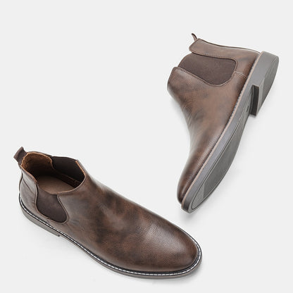 fachgo | [Brown Chelsea Boots] Brown Men's Chelsea Ankle Boots | Size 40-46, Pointed Toe, TPR Sole, Faux Cover with Black Elastic Band | Ideal for Casual Wear and Vacation