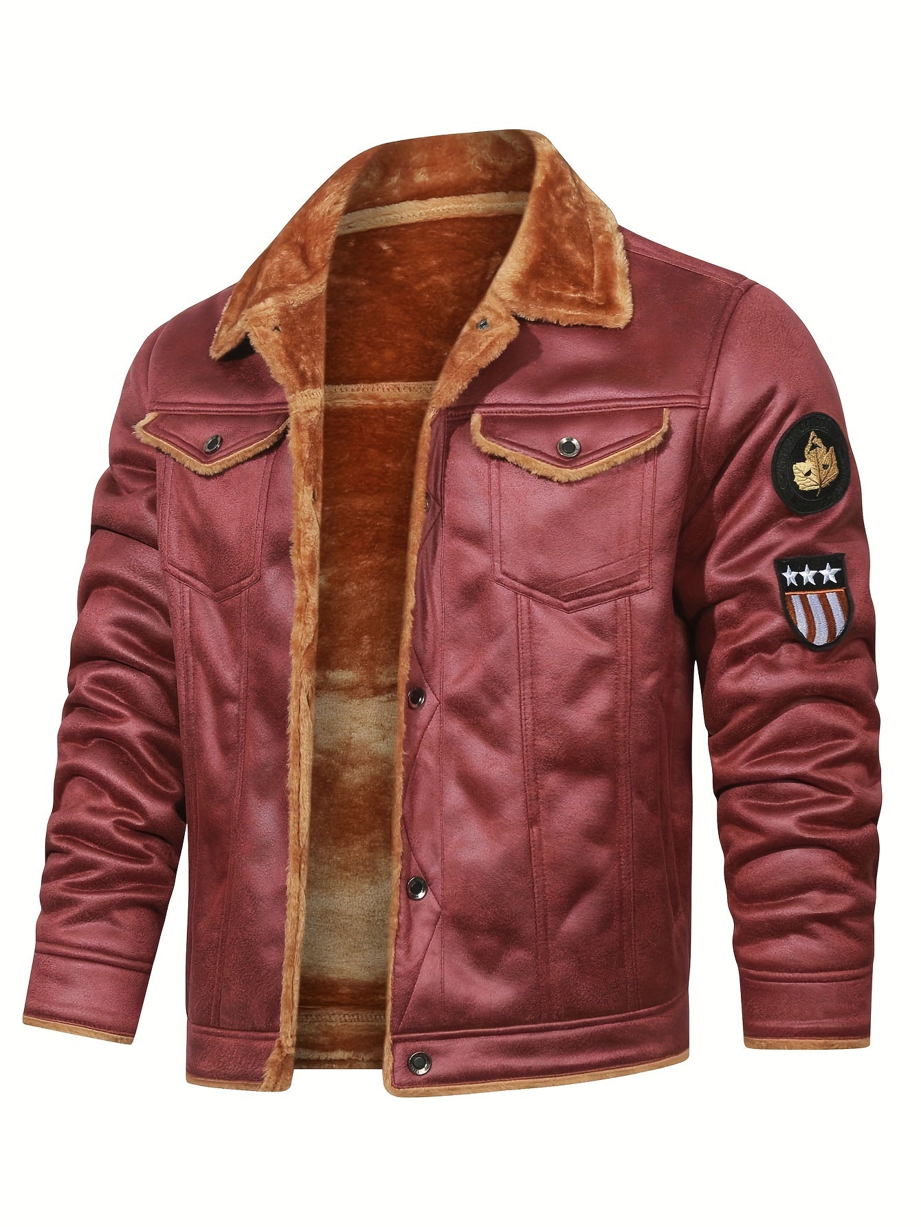 fachgo | H01 Faux Fur Coat Composite Plush Thickened Warm Men's Jacket