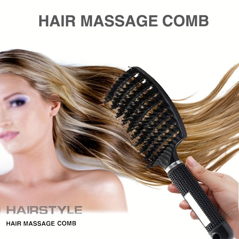 fachgo | WanMei 1pc Professional Curved Vented Hair Scalp Massage Brush for Women, ABS Handle, Nylon Bristles, Ideal for Wet Curly Hair Detangling, Styling, Long Hair, Christmas Gift for Friends/Relatives