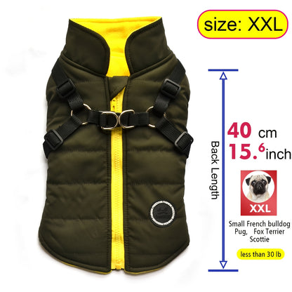 fachgo | Warm Padded Dog Vest with Harness for Small And Medium Dogs - Red Coat for Extra Comfort And Security Christmas Gift
