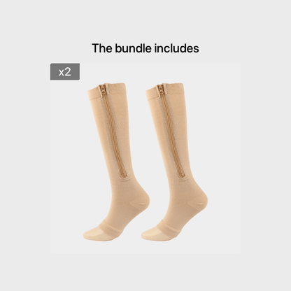 fachgo | Toeless Compression Socks With Side Zipper For All Day Wear, Sports Socks - Breathable & Moisture-Wicking Fabric - For Runners & Athletes - Ideal for Sports & Recovery