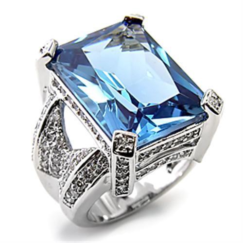 fachgo | 7X315 - Rhodium 925 Sterling Silver Ring with AAA Grade CZ Spinel in L