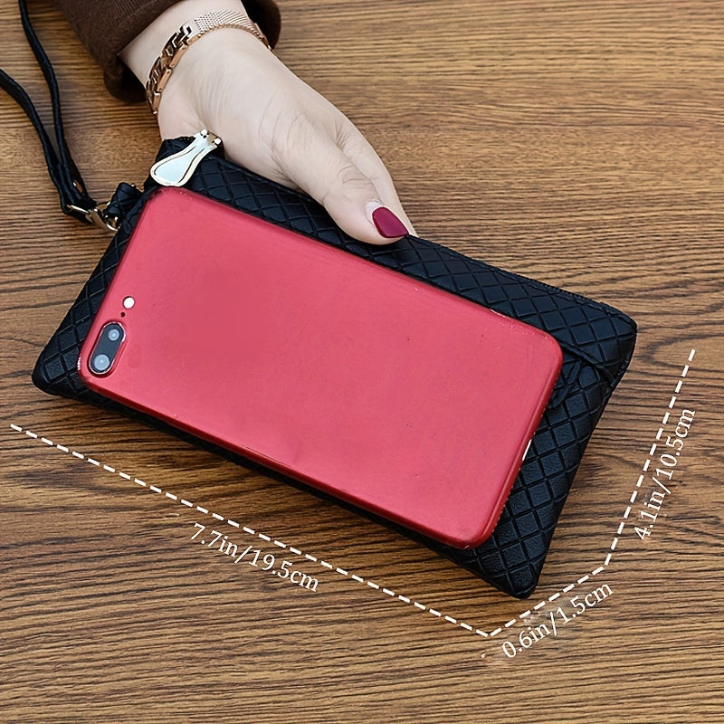 fachgo | Women's Argyle Quilted Clutch Bag, Multi Zipper Wristlet Bag For Phone & Coin, Fashion Handbag