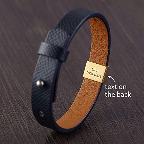 fachgo | Custom Leather Bracelet Roman Numerals, Valentine Gifts for Boyfriend