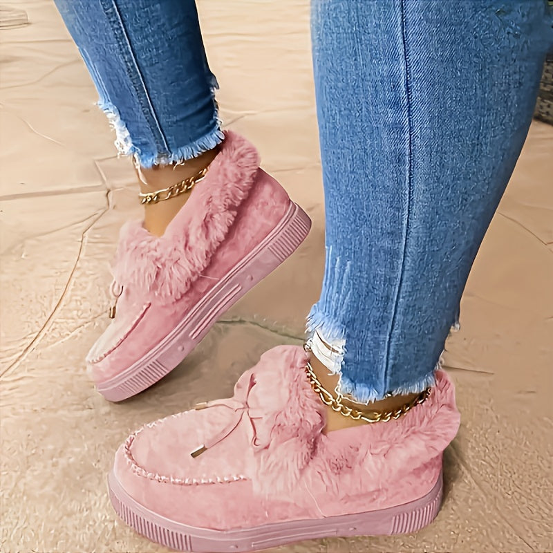 fachgo | New Women Winter Ankle Boots Snow Boots Plush Warm Slip-on Ladies Shoes Flats Plus Size