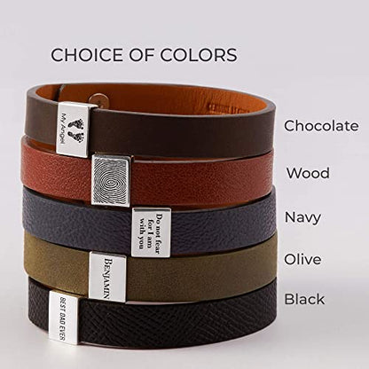 fachgo | Custom Leather Bracelet Roman Numerals, Valentine Gifts for Boyfriend