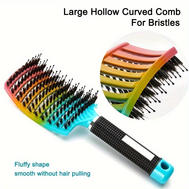 fachgo | WanMei 1pc Professional Curved Vented Hair Scalp Massage Brush for Women, ABS Handle, Nylon Bristles, Ideal for Wet Curly Hair Detangling, Styling, Long Hair, Christmas Gift for Friends/Relatives