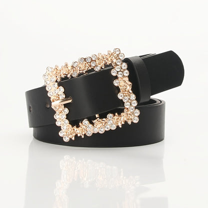 fachgo | [Elegant Belt] 2023 Women's Fashion Accessory, Elegant Alloy Rhinestone Pin Buckle Belt, Versatile Dress Decorative Accessory, Casual & Sporty Style, Hand Washable - Ideal for Weekend and Festive Occasions, Weekend Casual Wea