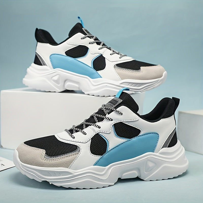 fachgo | Men's Fashion Platform Sneakers - Casual Athletic Dad Shoes, Height-Increasing Breathable Mesh, Anti-Slip EVA Sole, Suitable for Running and Outdoor Activities, Thick-Soled Walking Shoes