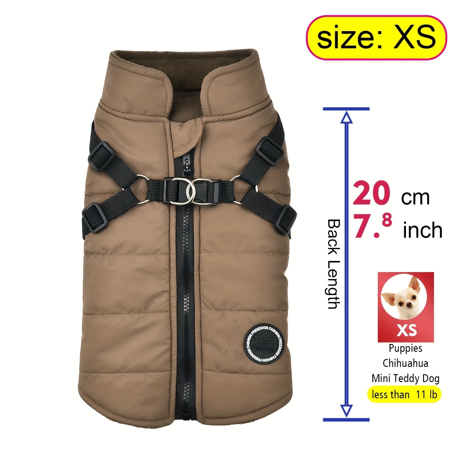 fachgo | Warm Padded Dog Vest with Harness for Small And Medium Dogs - Red Coat for Extra Comfort And Security Christmas Gift