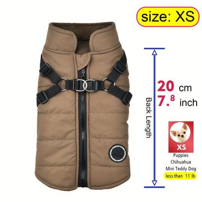 fachgo | Warm Padded Dog Vest with Harness for Small And Medium Dogs - Red Coat for Extra Comfort And Security Christmas Gift