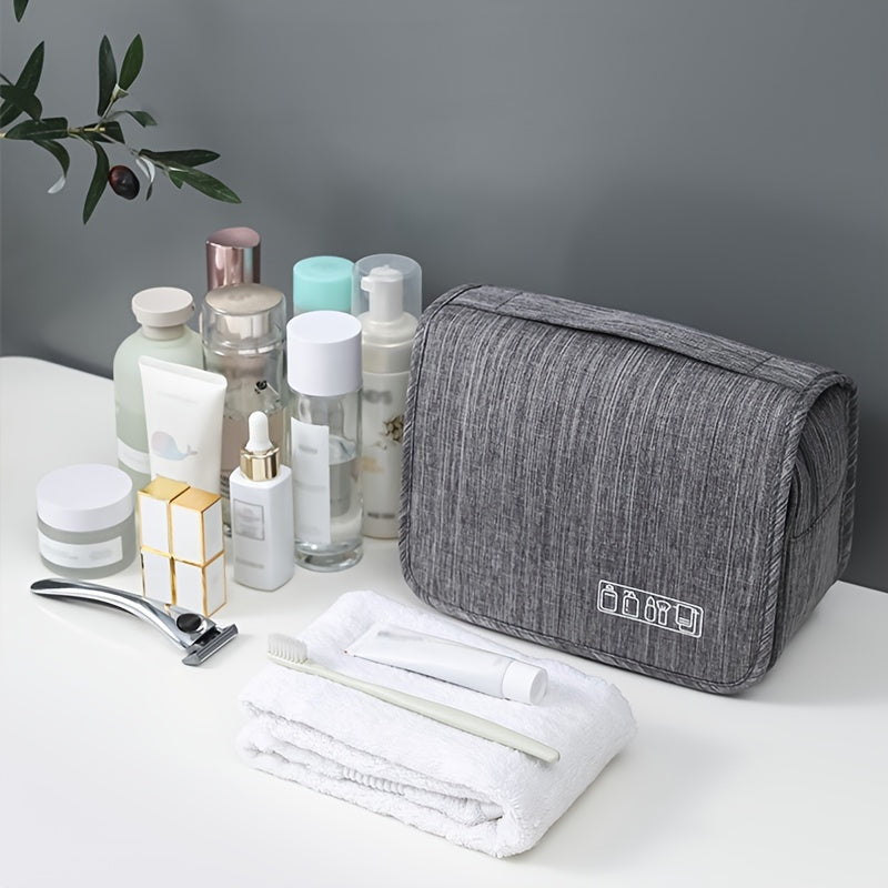 fachgo | [Large Makeup Organizer] Durable Polyester Large Capacity Makeup Organizer Bag | Travel & Business, Wet & Dry Separation, Multiple Compartments for Cosmetics, Toiletries, And Accessories