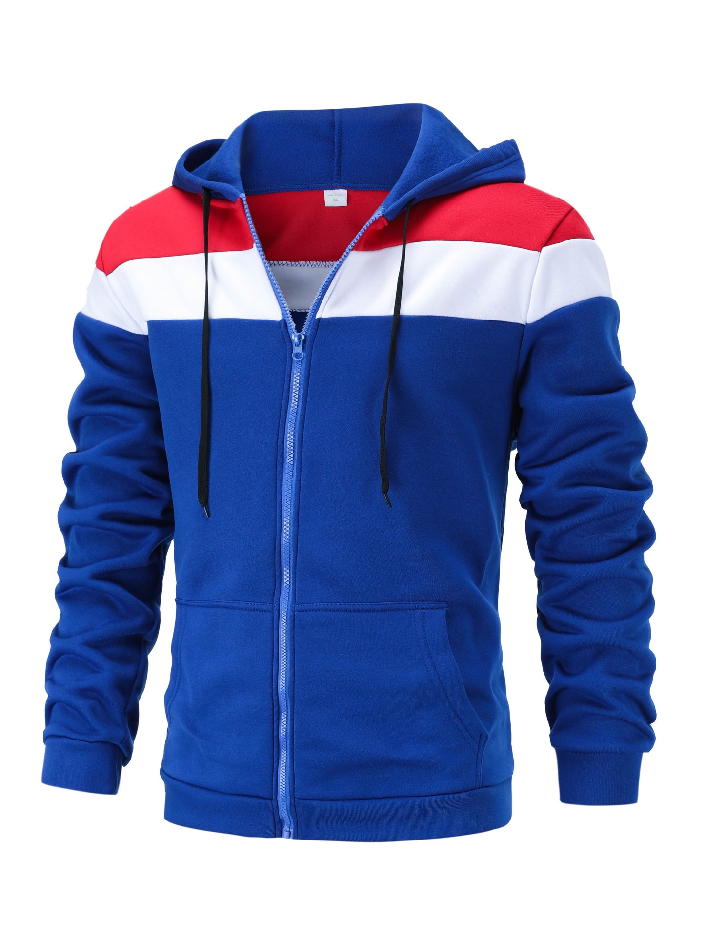 fachgo | Men'S Casual Hooded Sweatshirt, Solid Color Zip-Up Pullover, Long Sleeve Polyester Knit Fabric, Regular Fit with Slight Stretch, 160gsm - Autumn/Winter Fashion