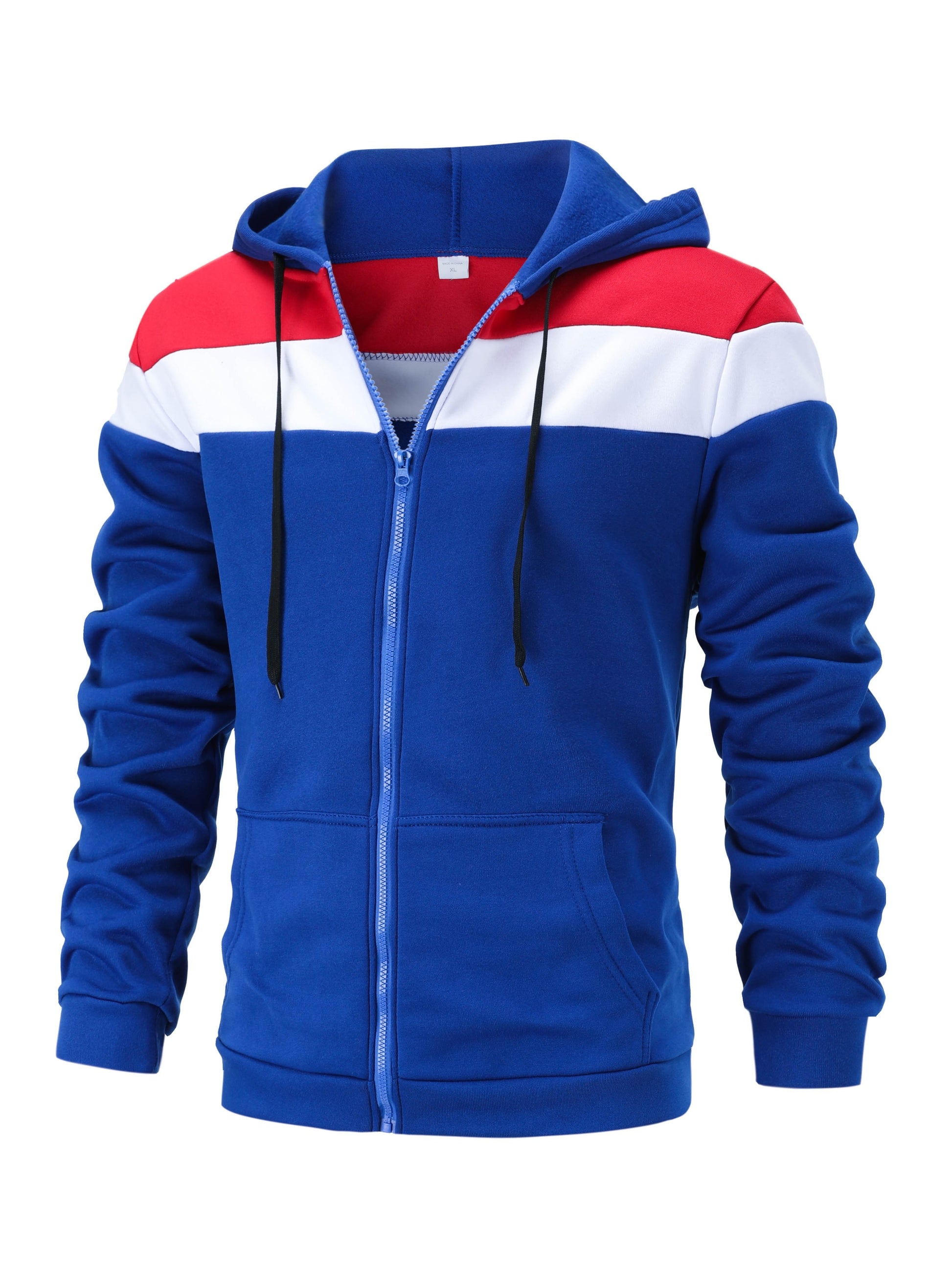 fachgo | Men'S Casual Hooded Sweatshirt, Solid Color Zip-Up Pullover, Long Sleeve Polyester Knit Fabric, Regular Fit with Slight Stretch, 160gsm - Autumn/Winter Fashion