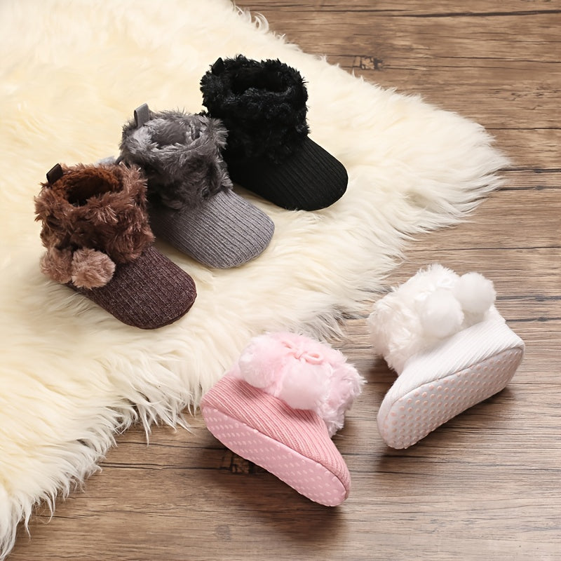 fachgo | Newborn Baby Socks and Shoes for Girls, First Steps Soft Non-Slip Warm Infant Shoes