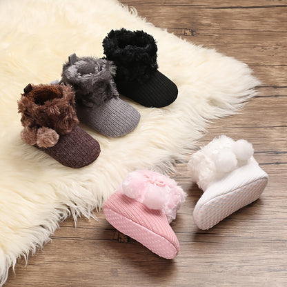 fachgo | Newborn Baby Socks and Shoes for Girls, First Steps Soft Non-Slip Warm Infant Shoes