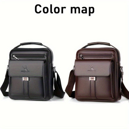 fachgo | [Vintage Business Bag] WEIXIER Men's Vintage Business Casual Adjustable Shoulder Bag - Multiple Compartments, Zippered Pockets, Compact Design, Black, Secure Zip Closure, Small Crossbody Bag
