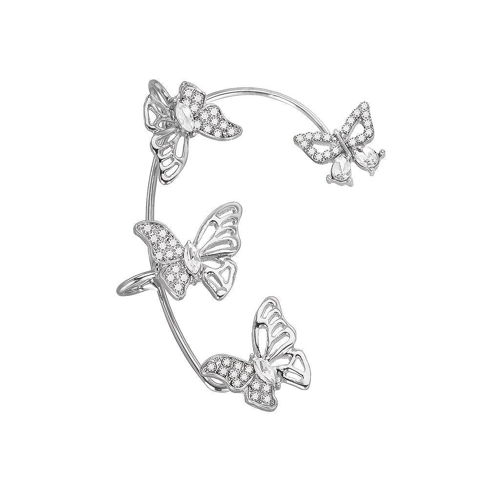 fachgo | Women'S Elegant Butterfly Ear Cuffs - No-Piercing Ear Hooks, Synthetic Gemstone Accents, Everyday & Formal Jewelry for Parties, Weddings, Everyday Outfits - Non-Piercing Ear Clips for Sensitive Light Beige, Party Accessories,