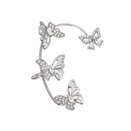 fachgo | Women'S Elegant Butterfly Ear Cuffs - No-Piercing Ear Hooks, Synthetic Gemstone Accents, Everyday & Formal Jewelry for Parties, Weddings, Everyday Outfits - Non-Piercing Ear Clips for Sensitive Light Beige, Party Accessories,