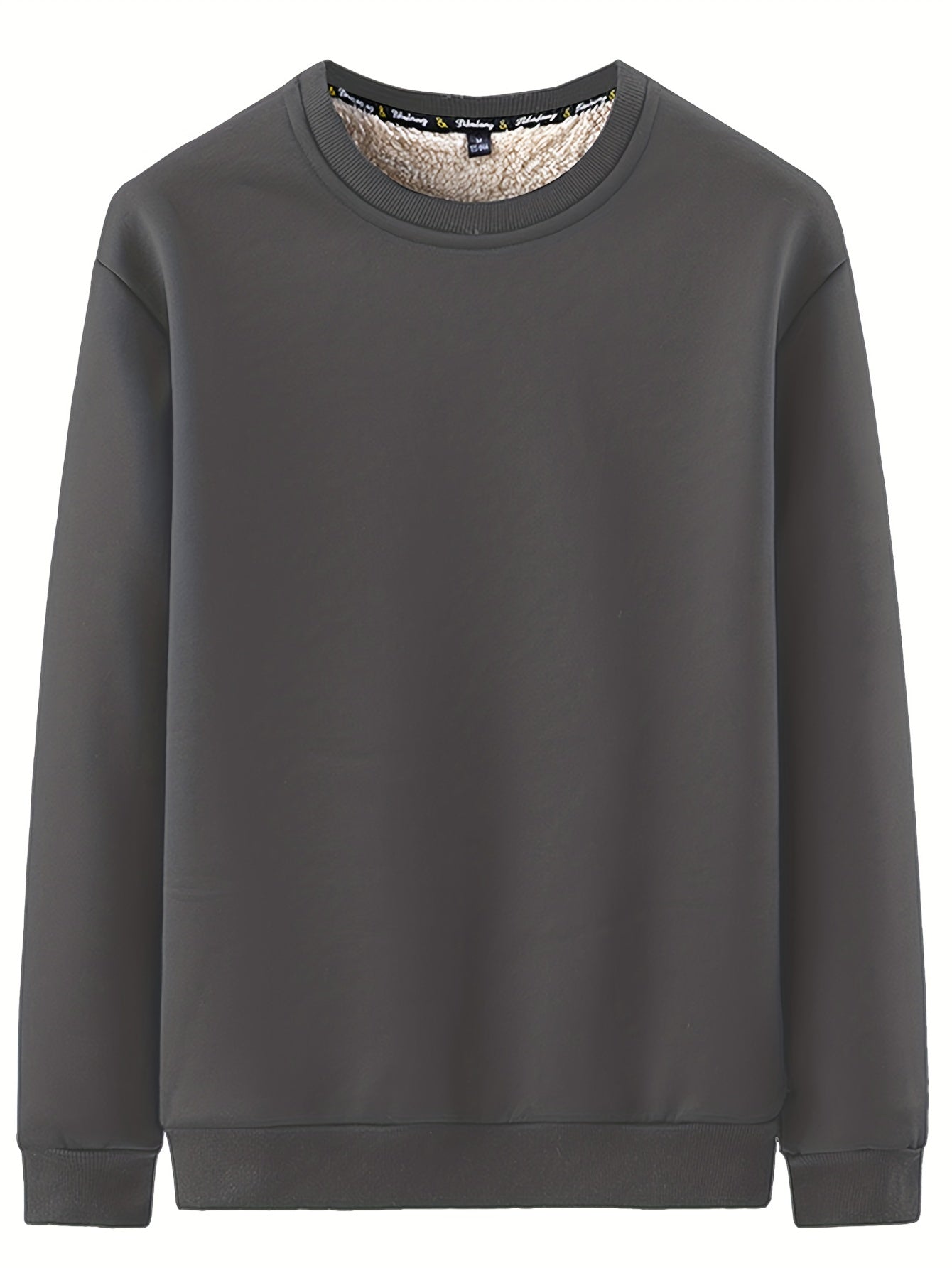 fachgo | New Men's Casual Fashionable Solid Color Crew Neck Sweatshirts For Autumn And Winter