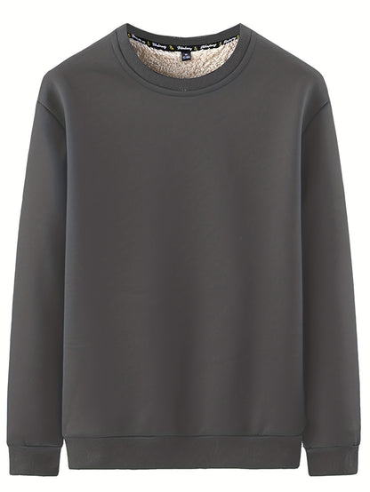 fachgo | New Men's Casual Fashionable Solid Color Crew Neck Sweatshirts For Autumn And Winter