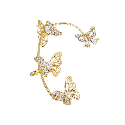 fachgo | Women'S Elegant Butterfly Ear Cuffs - No-Piercing Ear Hooks, Synthetic Gemstone Accents, Everyday & Formal Jewelry for Parties, Weddings, Everyday Outfits - Non-Piercing Ear Clips for Sensitive Light Beige, Party Accessories,