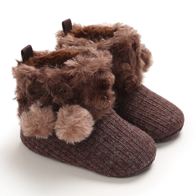 fachgo | Newborn Baby Socks and Shoes for Girls, First Steps Soft Non-Slip Warm Infant Shoes