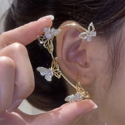 fachgo | Women'S Elegant Butterfly Ear Cuffs - No-Piercing Ear Hooks, Synthetic Gemstone Accents, Everyday & Formal Jewelry for Parties, Weddings, Everyday Outfits - Non-Piercing Ear Clips for Sensitive Light Beige, Party Accessories,