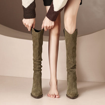fachgo | Women’s Knee-High Western Cowboy Boots