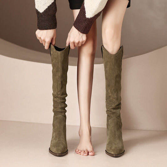 fachgo | Women’s Knee-High Western Cowboy Boots
