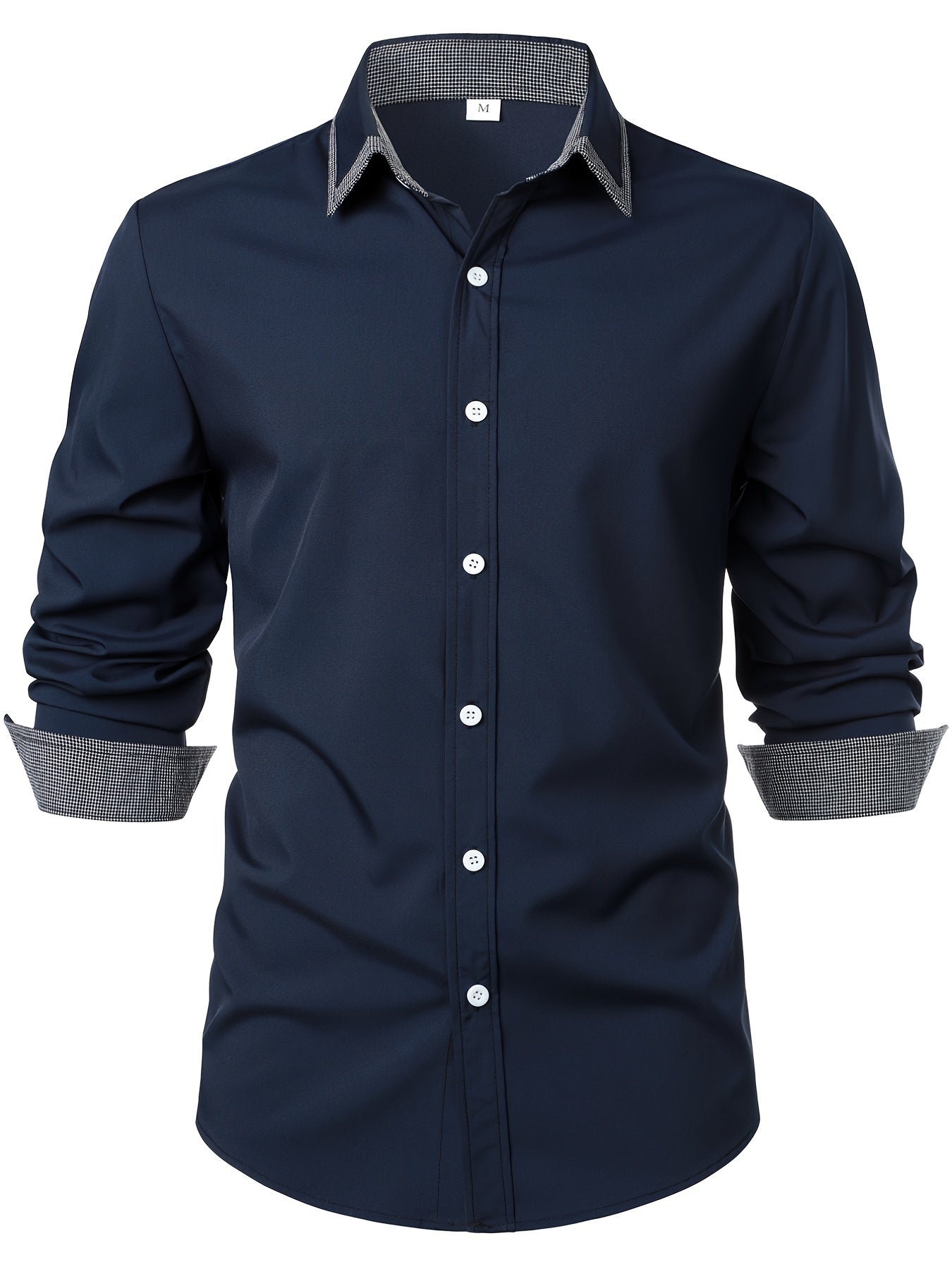 fachgo | Men'S Color-Blocked Checkered Casual Long-Sleeve Shirt