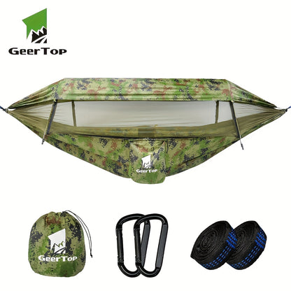 fachgo | GEERTOP 3in 1 Outdoor Hammock with Mosquito Net Sun Shelter, Double Sleep Rest Camping Hammock for Backpacking Travel Garden Park
