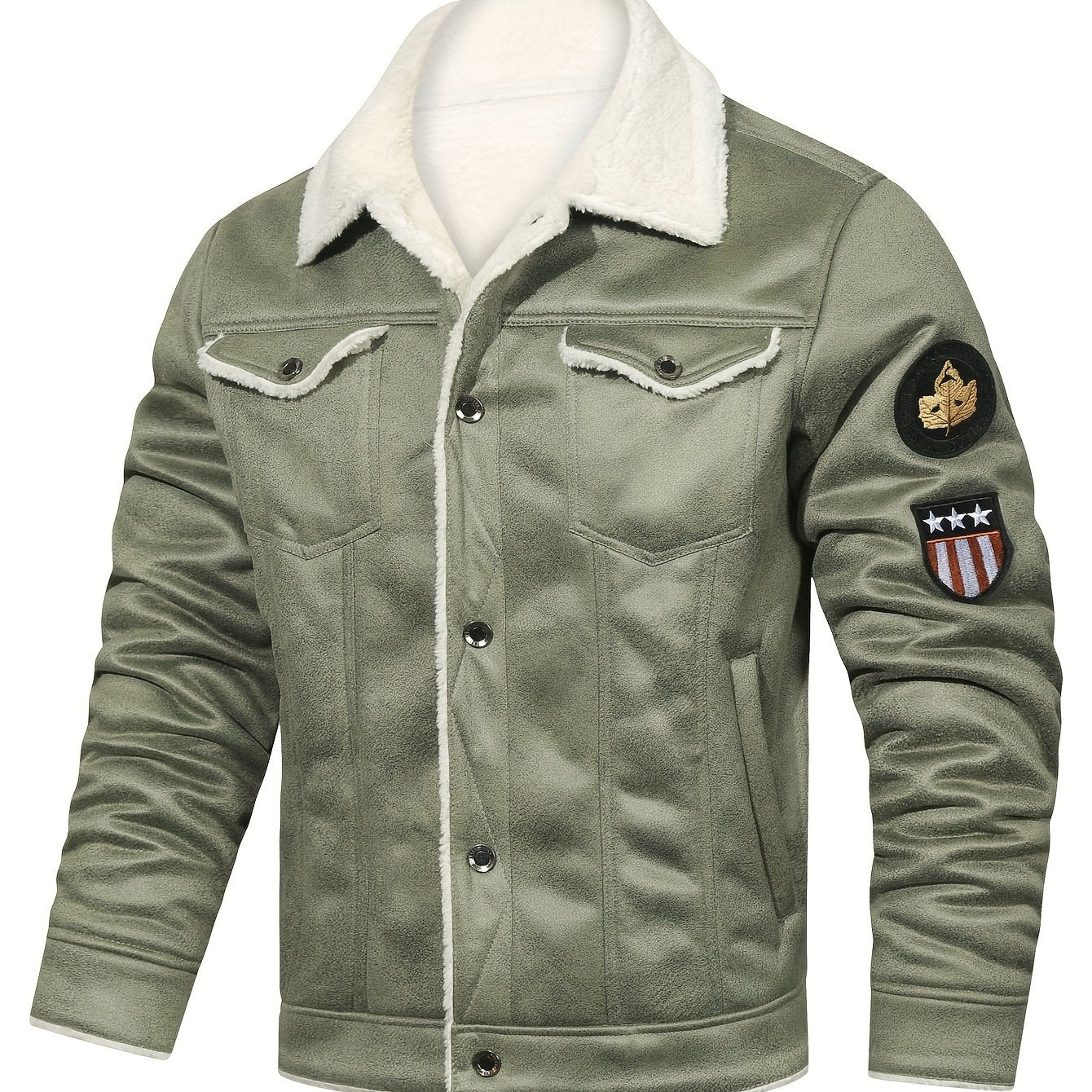 fachgo | H01 Faux Fur Coat Composite Plush Thickened Warm Men's Jacket