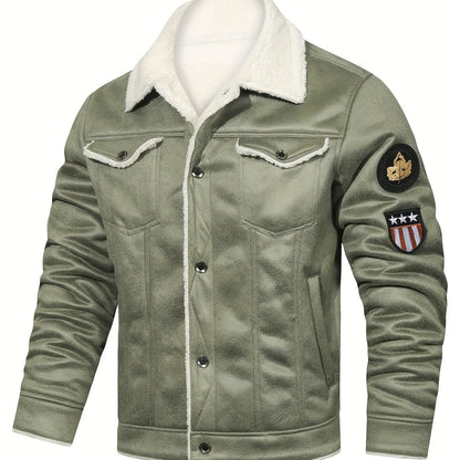 fachgo | H01 Faux Fur Coat Composite Plush Thickened Warm Men's Jacket