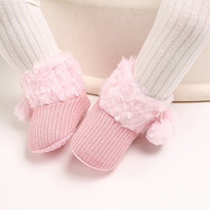 fachgo | Newborn Baby Socks and Shoes for Girls, First Steps Soft Non-Slip Warm Infant Shoes
