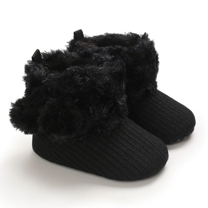 fachgo | Newborn Baby Socks and Shoes for Girls, First Steps Soft Non-Slip Warm Infant Shoes