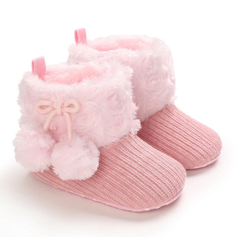 fachgo | Newborn Baby Socks and Shoes for Girls, First Steps Soft Non-Slip Warm Infant Shoes