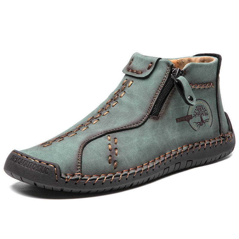 fachgo | Men's Handmade PU Boots with Zipper, Casual