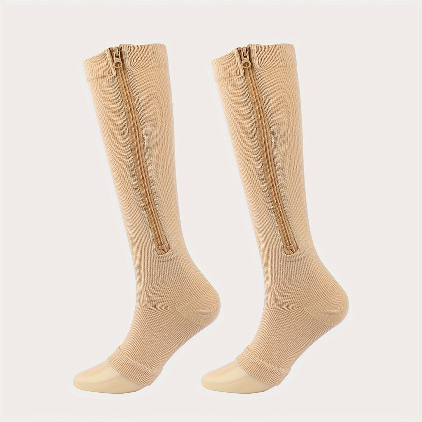 fachgo | Toeless Compression Socks With Side Zipper For All Day Wear, Sports Socks - Breathable & Moisture-Wicking Fabric - For Runners & Athletes - Ideal for Sports & Recovery