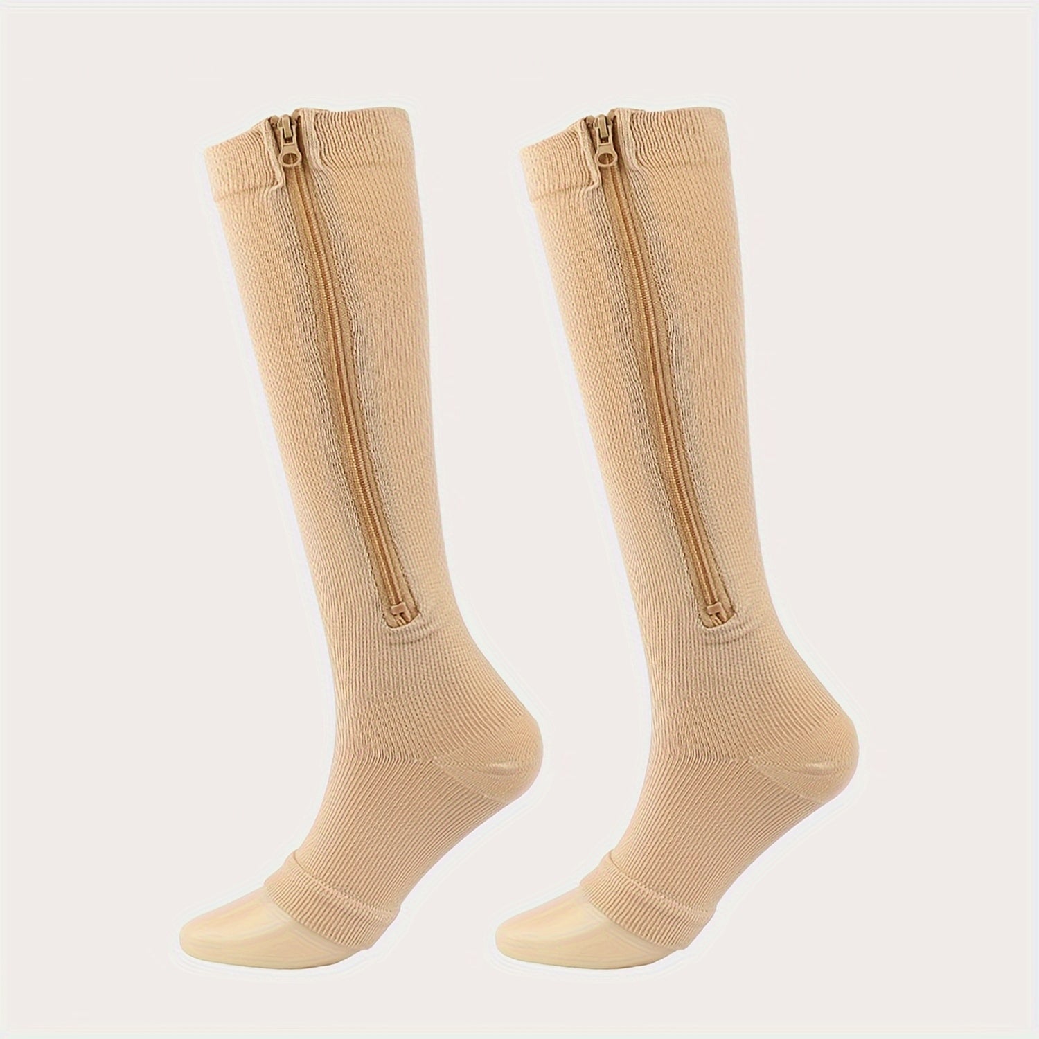 fachgo | Toeless Compression Socks With Side Zipper For All Day Wear, Sports Socks - Breathable & Moisture-Wicking Fabric - For Runners & Athletes - Ideal for Sports & Recovery