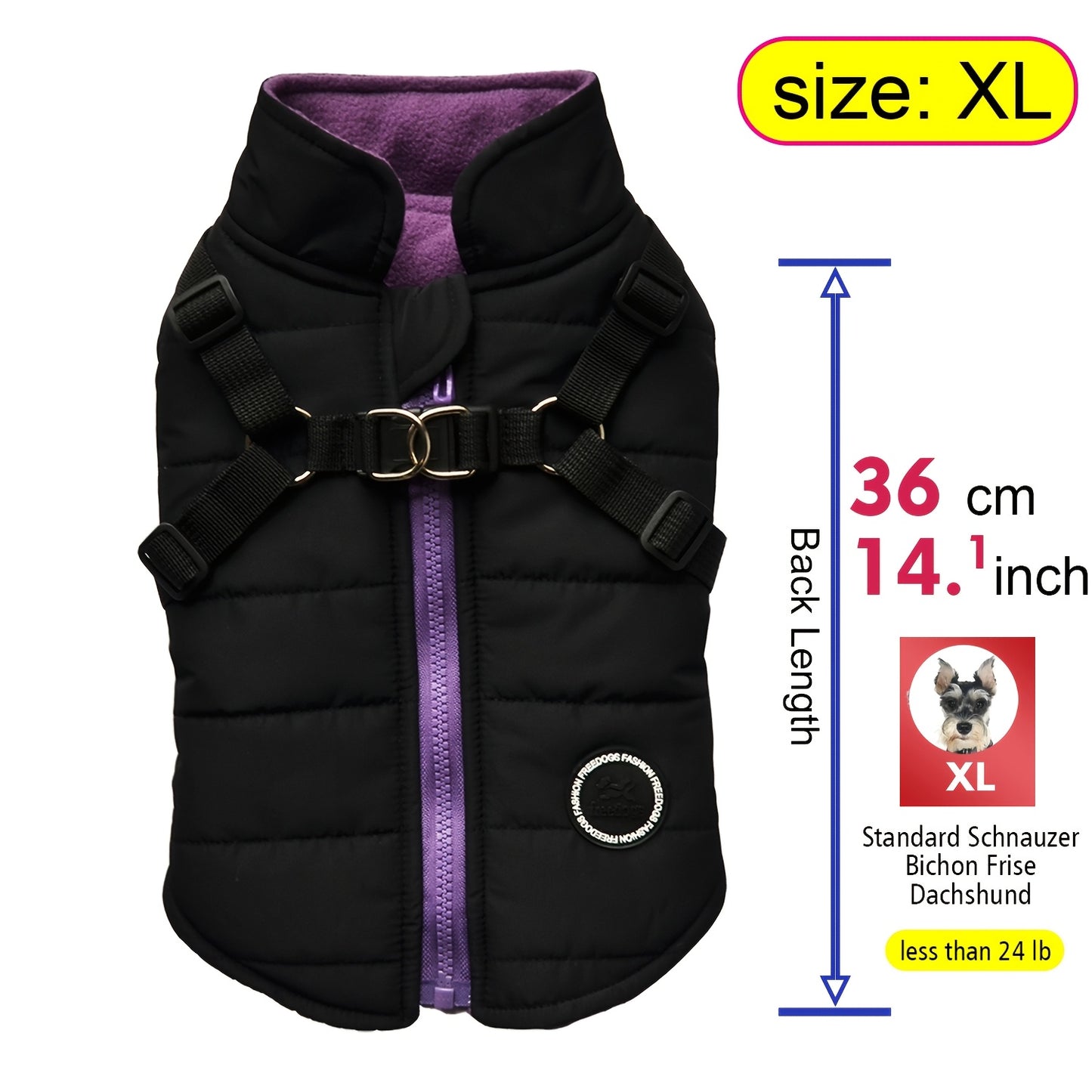 fachgo | Warm Padded Dog Vest with Harness for Small And Medium Dogs - Red Coat for Extra Comfort And Security Christmas Gift