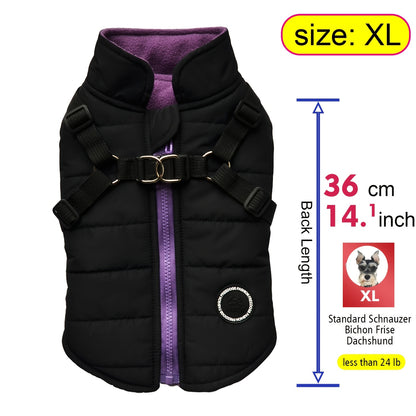 fachgo | Warm Padded Dog Vest with Harness for Small And Medium Dogs - Red Coat for Extra Comfort And Security Christmas Gift