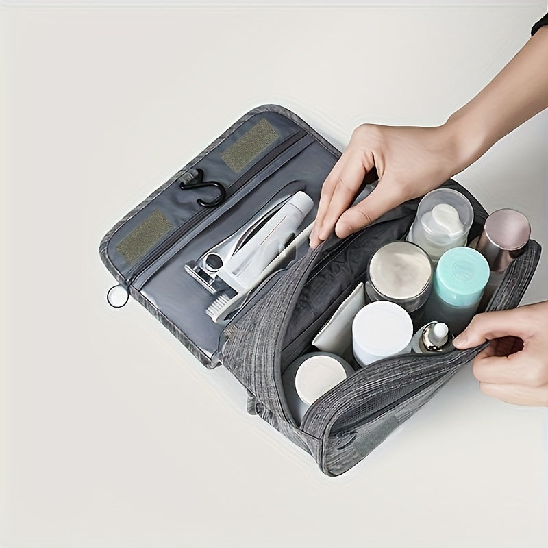fachgo | [Large Makeup Organizer] Durable Polyester Large Capacity Makeup Organizer Bag | Travel & Business, Wet & Dry Separation, Multiple Compartments for Cosmetics, Toiletries, And Accessories