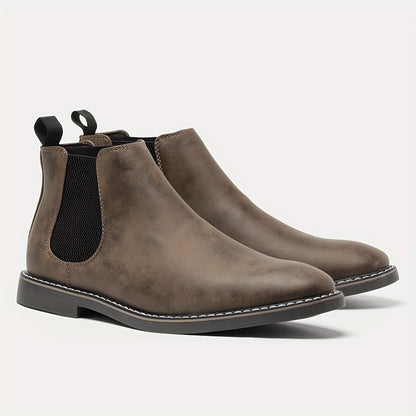 fachgo | [Brown Chelsea Boots] Brown Men's Chelsea Ankle Boots | Size 40-46, Pointed Toe, TPR Sole, Faux Cover with Black Elastic Band | Ideal for Casual Wear and Vacation