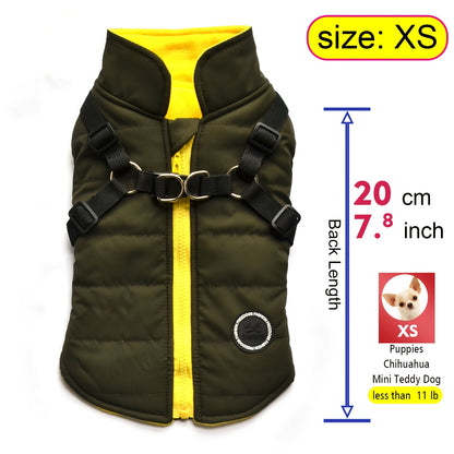 fachgo | Warm Padded Dog Vest with Harness for Small And Medium Dogs - Red Coat for Extra Comfort And Security Christmas Gift