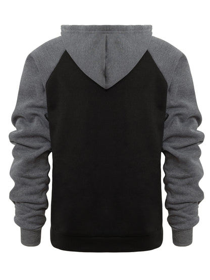 fachgo | Color Block Men's Hooded Jacket Casual Long Sleeve Hoodies With Zipper Gym Sports Hooded Coat For Winter Fall