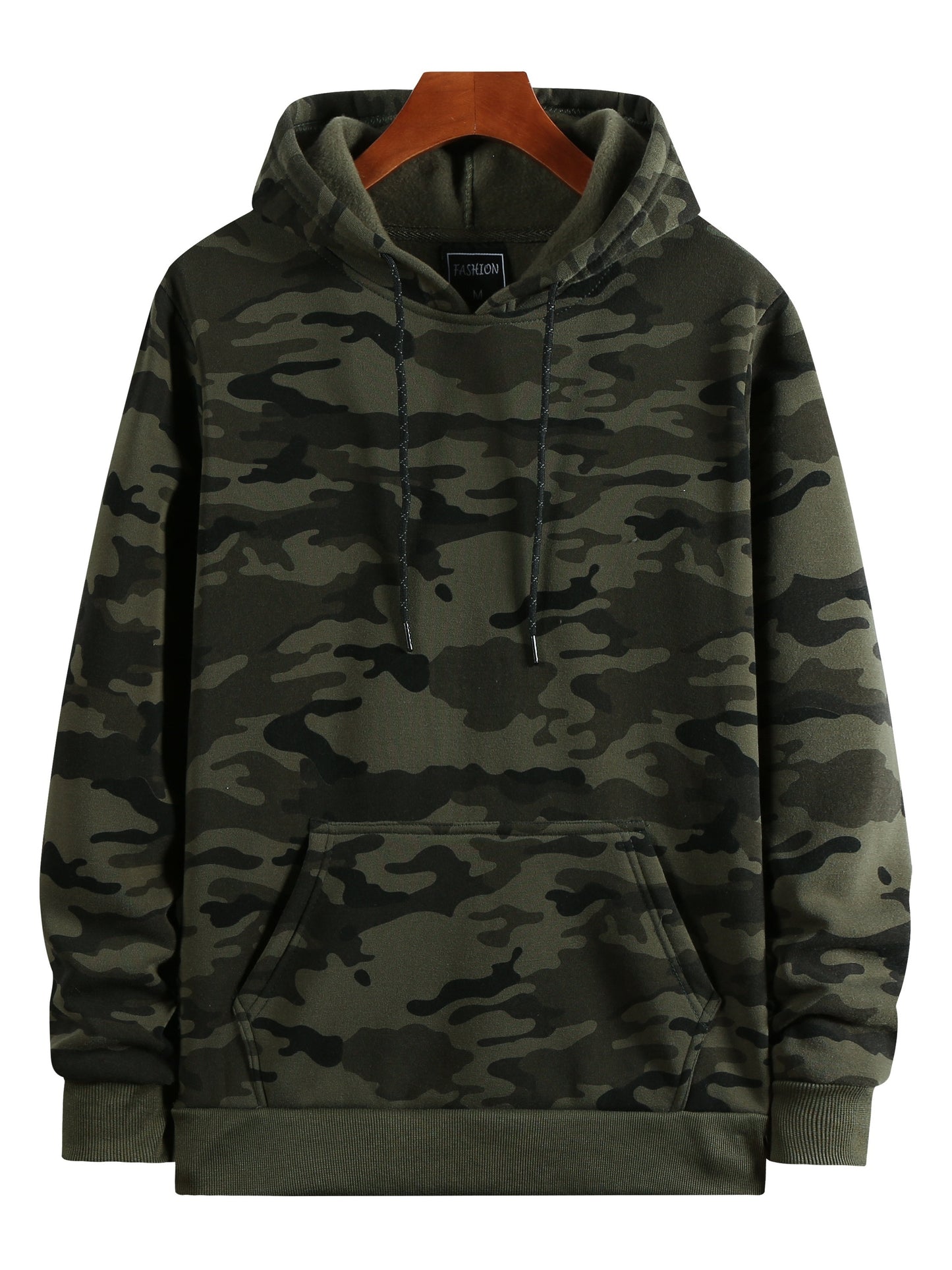 fachgo | [Camouflage Sweatshirt] Autumn Winter Hooded Men's Camouflage Loose Pullover Fleece Sweatshirt | Fleece, Hooded